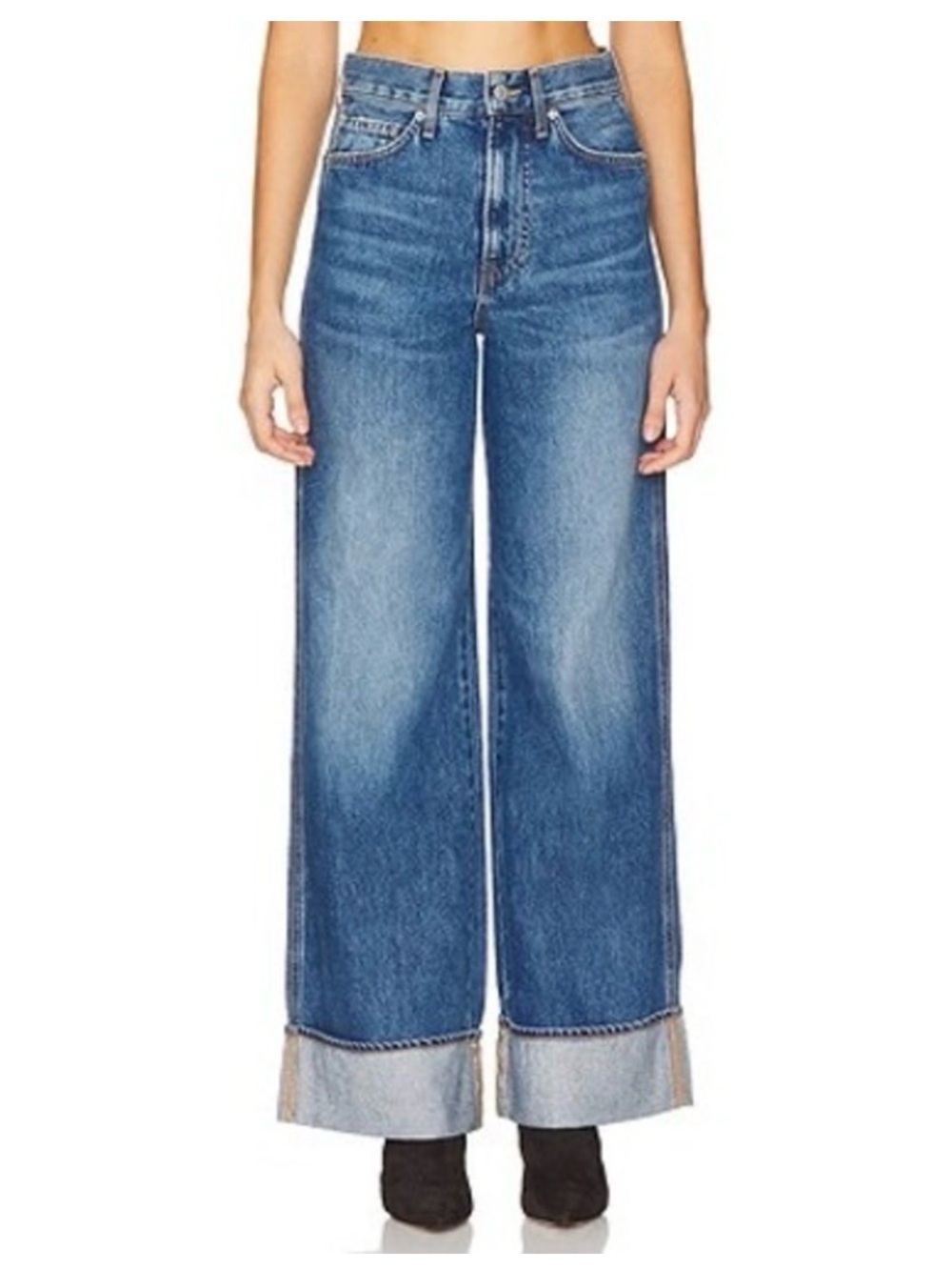 Veronica Beard Taylor wide leg hemmed jeans sz 26 NWT 100% cotton Blue